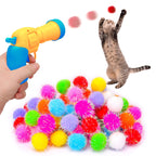 Set 80pcs Glitter Pom-Poms Toy with 1 Launcher